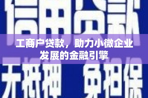 大东工商户贷款，助力小微企业发展的金融引擎