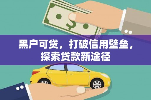 大东黑户可贷，打破信用壁垒，探索贷款新途径