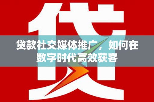 大东贷款社交媒体推广，如何在数字时代高效获客