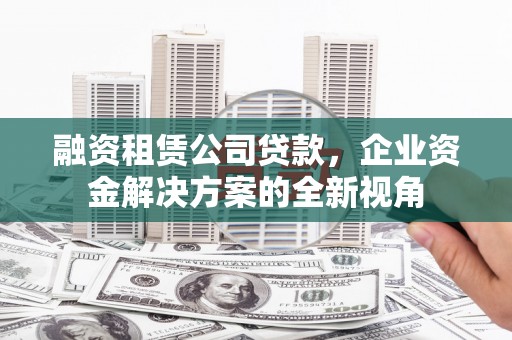大东融资租赁公司贷款，企业资金解决方案的全新视角