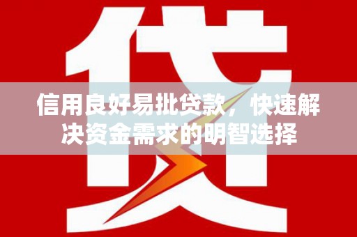 大东信用良好易批贷款，快速解决资金需求的明智选择