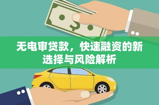 大东无电审贷款，快速融资的新选择与风险解析