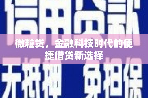 大东微粒贷，金融科技时代的便捷借贷新选择